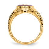14k Men's Polished and Textured with Black Enamel and Lab Created Ruby Masonic Ring - Y1-F4A25424-3528