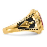 14k Men's Polished and Textured with Black Enamel and Lab Created Ruby Masonic Ring - Y1-F4A25424-3528