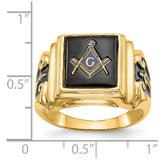 14k Men's Polished and Textured with Black Enamel and Onyx Masonic Ring - Y1-64DCEBA1-5189