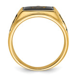 14k Men's Polished and Textured with Black Enamel and Onyx Masonic Ring - Y1-84B0DF71-5948