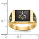 14k Men's Polished and Textured with Black Enamel and Onyx Masonic Ring - Y4-8181DE84-7070