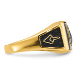 14k Men's Polished and Textured with Black Enamel and Onyx Masonic Ring - Y4-8181DE84-7070