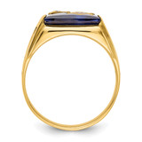 14k Men's Polished and Textured with Black Enamel, Imitation Blue Spinel and AA Quality Diamond Masonic Ring - Y1-531DDCD8-3987