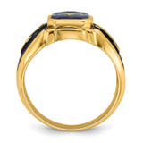 14k Men's Polished, Antiqued and Textured with Imitation Blue Spinel Masonic Ring - Y4-AB78CAA8-1837
