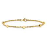 14k Mirror Beads and Diamond-cut Rope Chain 5-Station 7.5 inch Bracelet
