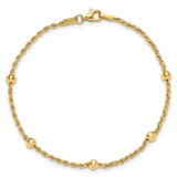 14k Mirror Beads and Diamond-cut Rope Chain 5-Station 7.5 inch Bracelet