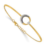 14k Moon and Star Complete 1/8 carat Diamond and Sapphire Half-Bangle 7 inch Bracelet with 0.5 inch Extender