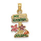 14K Multi Enamel MY GARDEN Post Flower Charm
