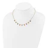 14K Multi-color Gemstone Necklace 16 w/ 2in ext.