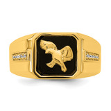 14k Onyx and Diamond Eagle Mens Ring