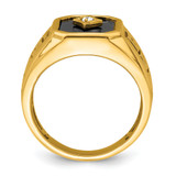 14k Onyx and Diamond Greek Key Design Mens Ring - RM-D234C98C-6826