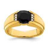14k Onyx and Diamond Mens Ring - RM-EFC35C0B-7651