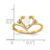 14k Opal and Diamond Heart Ring