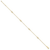 14K Open Hearts 4-Station 10 inch Anklet Plus 1 inch Extender