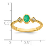 14k Oval Bezel Emerald and Diamond Ring