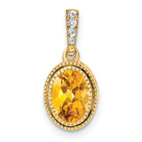 14k Oval Citrine and Diamond Pendant - PM-5102F4FF-6912