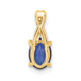 14K Oval Created Sapphire and Diamond Pendant - PM-6A5A6D49-3071
