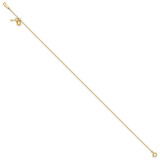14k Oval Link Chain with Puffed Heart and Key Dangle 9 inch Anklet Plus 1 inch Extender