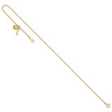 14k Oval Link Chain with Puffed Heart and Key Dangle 9 inch Anklet Plus 1 inch Extender