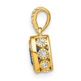 14k Oval Sapphire and Diamond Pendant