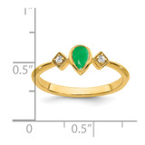 14k Pear Bezel Emerald and Diamond Ring