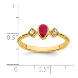 14k Pear Bezel Ruby and Diamond Ring