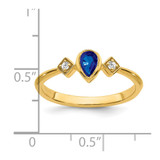14k Pear Bezel Sapphire and Diamond Ring