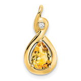 14k Pear Citrine and Diamond Pendant - PM-06B112FF-9338