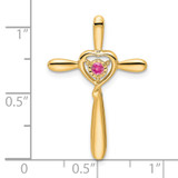 14k Pink Tourmaline Cross w/Heart Chain Slide