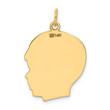 14k Plain Large .009 Gauge Facing Right Engravable Boy Head Charm