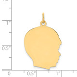 14k Plain Large .011 Gauge Facing Right Engravable Boy Head Charm