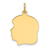 14k Plain Medium .009 Gauge Facing Left Engravable Girl Head Charm - XM-351D3D5E-8748