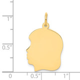 14k Plain Medium .011 Gauge Facing Left Engravable Girl Head Charm - XM-2E095E58-9197