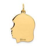 14k Plain Medium .011 Gauge Facing Right Engravable Girl Head Charm - XM-F03764EE-3560
