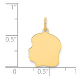 14k Plain Medium .013 Gauge Facing Left Engravable Girl Head Charm - XM-19D794F0-7635
