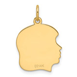 14k Plain Medium .013 Gauge Facing Left Engravable Girl Head Charm - XM-E6F92AF8-3945