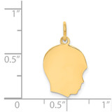 14k Plain Medium .013 Gauge Facing Right Engravable Boy Head Charm - XM-9BEDC26B-4110