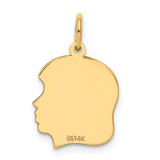 14k Plain Medium .013 Gauge Facing Right Engravable Girl Head Charm - XM-DEDC1E08-1658