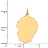 14k Plain Medium .018 Gauge Facing Left Engravable Boy Head Charm - XM-0D31E098-3252