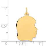 14k Plain Medium .018 Gauge Facing Right Engravable Girl Head Charm - XM-B031CBC2-3090