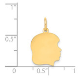 14k Plain Medium .027 Gauge Facing Right Engravable Girl Head Charm - XM-CB4F7E7F-6583