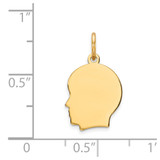 14k Plain Small .027 Gauge Facing Left Engravable Boy Head Charm - XM-6B5A5D86-2820