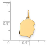 14k Plain Small .027 Gauge Facing Right Engravable Girl Head Charm - XM-DE26F1DB-6114