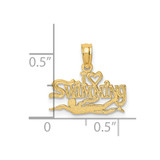 14K Polished  I HEART SWIMMING Charm