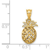 14K Polished & Diamond-cut 3D Pineapple Pendant