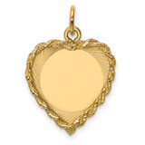14k Polished .013 Gauge Engravable Heart with Rope Disc Charm - XM-3A91EF8E-8922