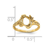 14k Polished .04ct. Diamond & 9x7 Oval Gemstone Filigree Ring Mounting - X6-F7F0BFD4-4667