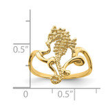 14K Polished / Textured / 2-D Seahorse Ring (Size 7)
