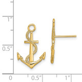 14K Polished / Textured Anchor W/ Rope Post Earrings
