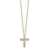 14k Polished 1 carat Diamond Cross Pendant 18 inch Necklace